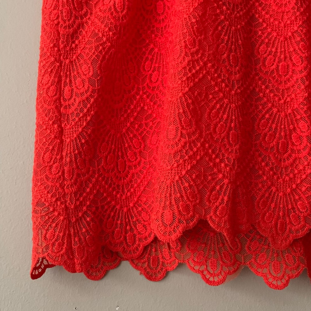 J. Crew Coral Red Lace Skirt